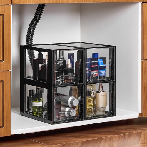 4 Pack Large Stackable Storage Drawers (Black( 4 Pack))