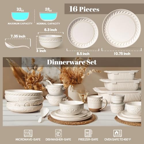 Plates And Bowls Sets (Willow Leaf (16 Pieces) (White))
