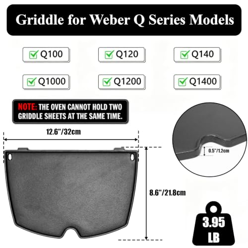Cast Iron Griddle for Weber Q100 (12.6" x 8.6" x 0.5")