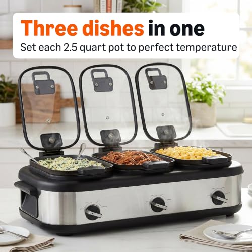 Triple Slow Cooker with Ceramic Nonstick Coating (Ceramic coating)