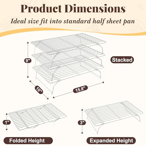 3 Tier Stackable Cooling Racks for Cooking and Baking