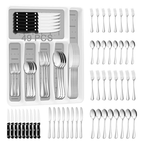 49PCS Silverware Set with Organizer (Gray)