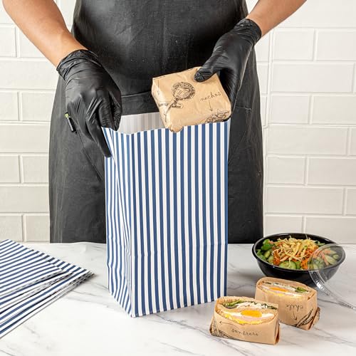 Blue And White Stripe Paper Bag (12 lb / Blue & White)