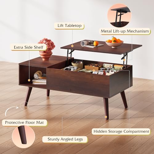 Lift Top Coffee Table with Hidden Storage (Aged Espresso / 39")