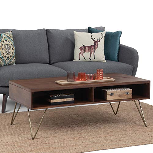 Hunter 48" Wide Solid Mango Wood Coffee Table in Umber Brown (Lift Top Coffee Table / 48 inch / Umber Brown)