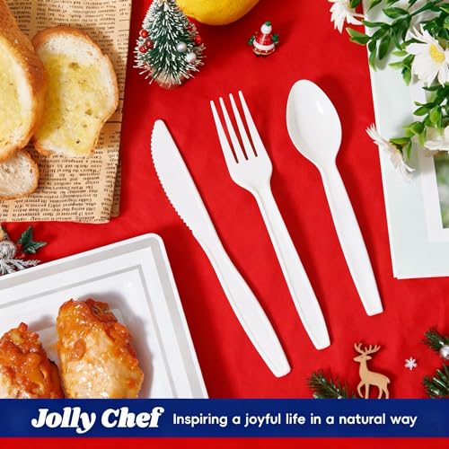 360 Count White Plastic Silverware Heavy Duty (White / Cutlery)