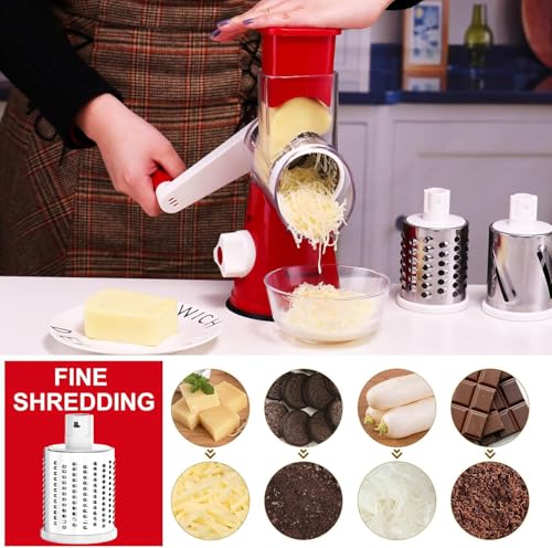 Cambom Rotary Cheese Grater Hand Crank Cheese Shredder for Fresh Cheese