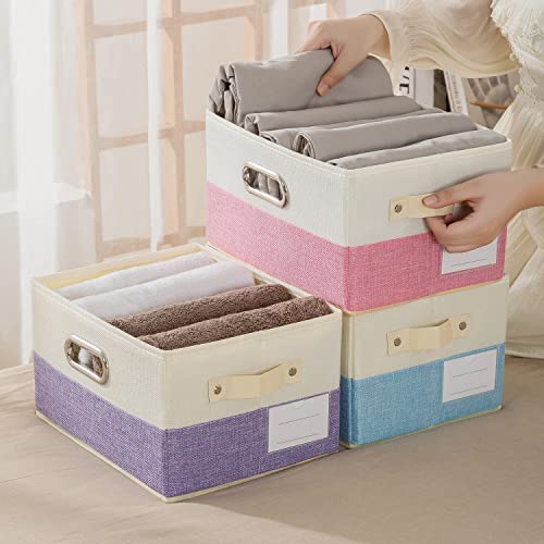 Fodable Storage Bins for Closet [3 (Pink&Cream / Medium(3-Pack))