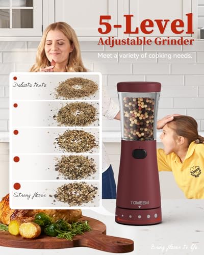 Electric Salt and Pepper Grinder Set with Storage Base (Roseo)