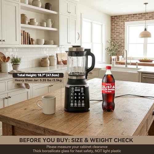 Glass Blenders for Kitchen with Tamper (Black)
