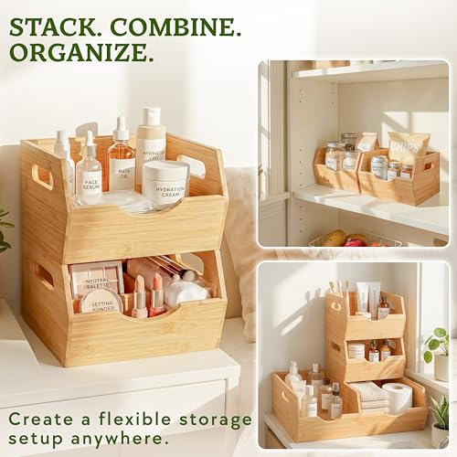 Extra Large Bamboo Pantry Storage Bins (Extra Large ( 3 Pack ))