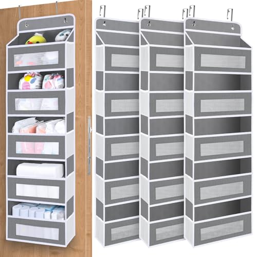 3 Pack Over The Door Organizer Storage (Grey / 3 Pack)