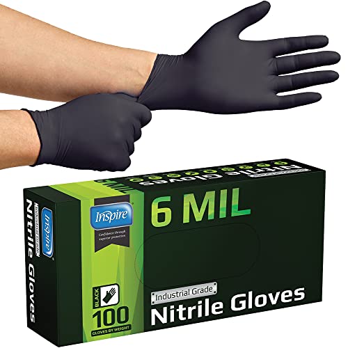 8 Mil HEAVY DUTY Stretch Nitrile Black Gloves Disposable Latex Free (X-Large)