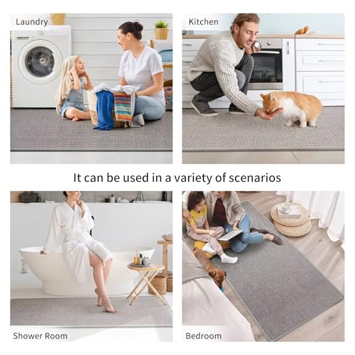 Kitchen Mat Kitchen Rugs Sets of 2 PCS Non Slip Gray 17"x30"+17"x59" (10.51 Sq Ft)