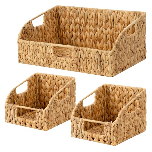 Water Hyacinth Basket Organizer (Natural(Water Hyacinth) / 17"L x 11"W x 7½"H + 2x 7½"L x 9½"W x 6¾"H)