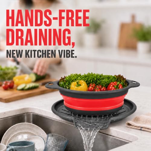 2 Collapsible Colanders with Self