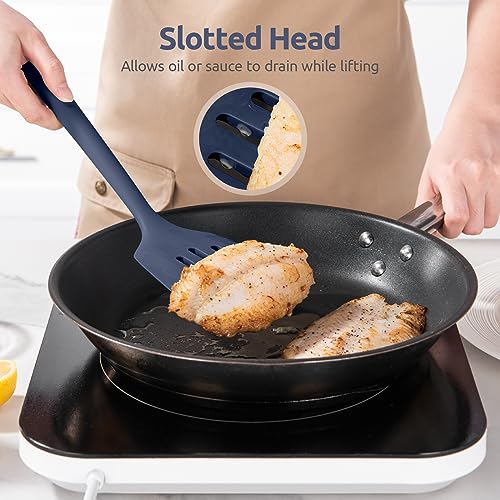 Silicone Turner Slotted Spatula (Midnight Blue / 13.6")