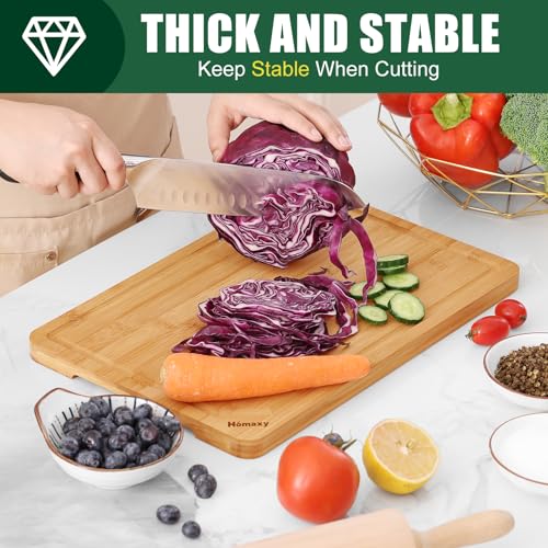 Organic Bamboo Cutting Boards for Kitchen (Natural / 15"L x 10"W)