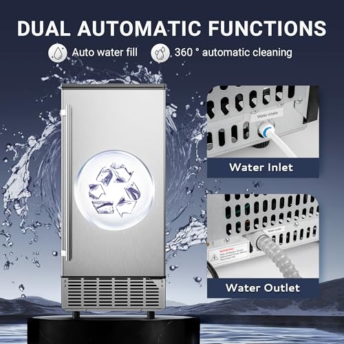 Commercial Under Counter Ice Maker with Drain Pump (Silver)