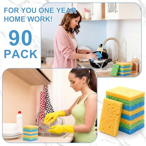 90 Pcs Sponges Bulk Sponges Kitchen Compressed Sponge (Light Color)