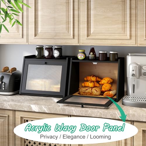 Large Bread Box for Kitchen Counter (Black / Large-1_Tier)