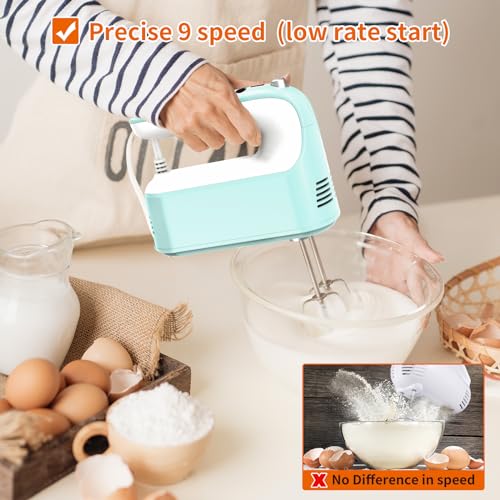 9 Speed Digital Hand Mixer Electric (Ice Blue/White)