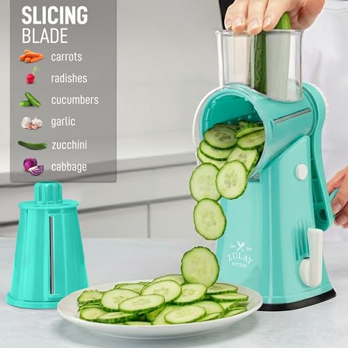 Rotary Cheese Grater Manual Hand Crank 5 Blade Shredder