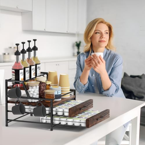Coffee Syrup Rack Organizer (Rustic Brown)