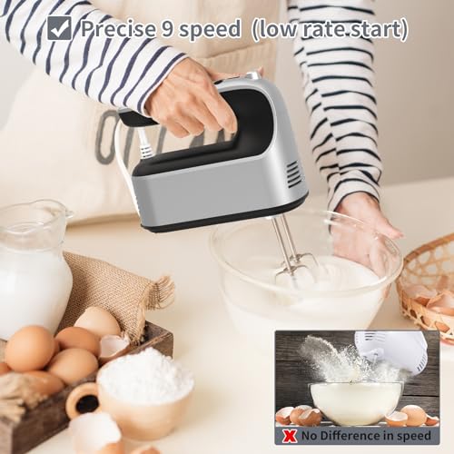 9 Speed Digital Hand Mixer Electric (Silvery Black)