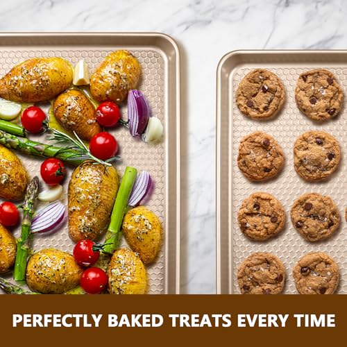 Baking Sheet Pan Set of 2 (15x10x1 inch Set / Textured Champagne Gold)