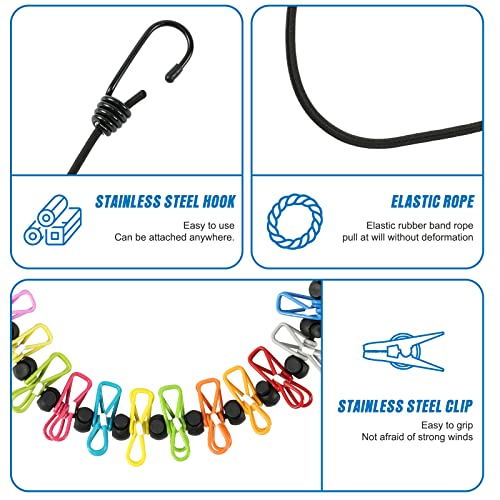 Retractable Portable Travel Clothesline Camping Clothing Line with 12 Clips (12 Foot)