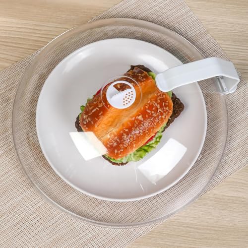 12" Clear Microwave Splatter Cover Integrated Handle BPA Free (12 inches (without water steamer) / Clear)