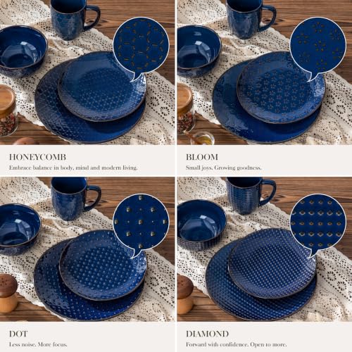 16 Pieces Dinnerware Sets (Blue / Service for 4 (16 Pcs))