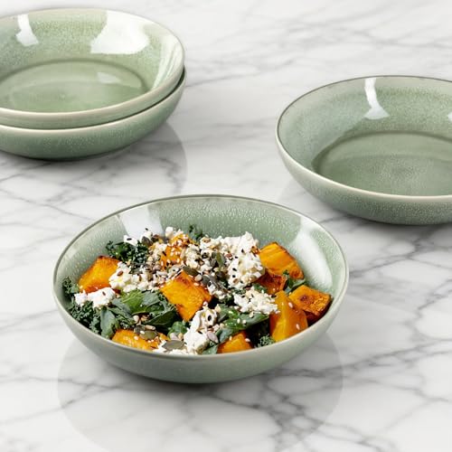 8.5’’ Ceramic Pasta Bowls Set of 6 (Set of 6 / Olive Green)