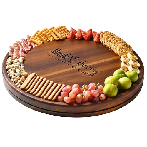 Acacia Wood Rotating Cheese Board (Round 20" with Engraving)