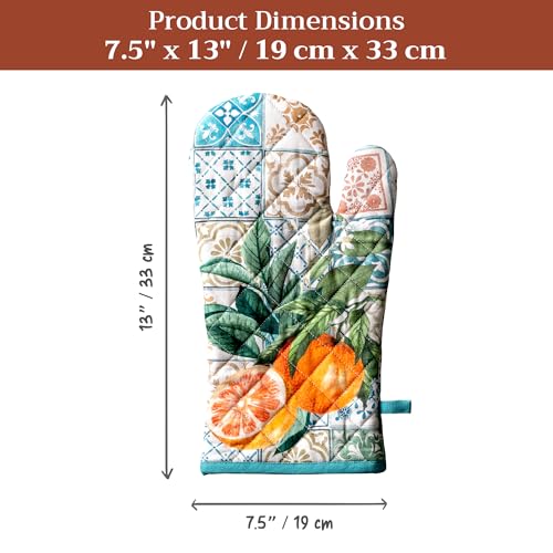 Maison d'Hermine Oven Gloves 100% Cotton Oven Mitt (010 - Agrume / 7.5" x 13" (Oven Mitt))