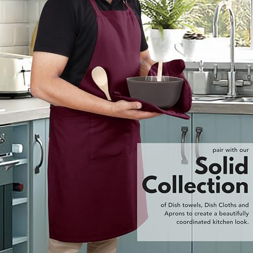 4 Piece Set 2 Oven Mitts & 2 Potholders (Burgundy Wine)