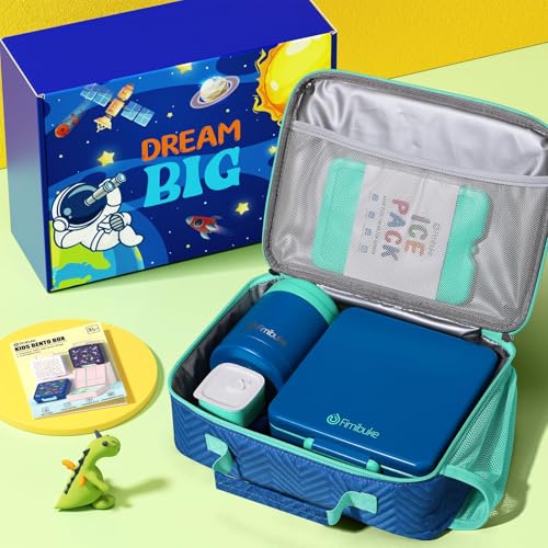 Kids Bento Snack Lunch Box with Thermo Insulated Toddler Lunch Bag