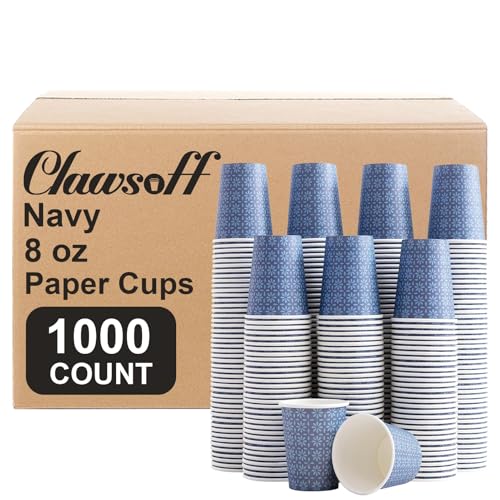 1000 Pack Paper Cups 8 oz Bulk Disposable Coffee Cups Navy Floral (Navy / 8 oz-1000)