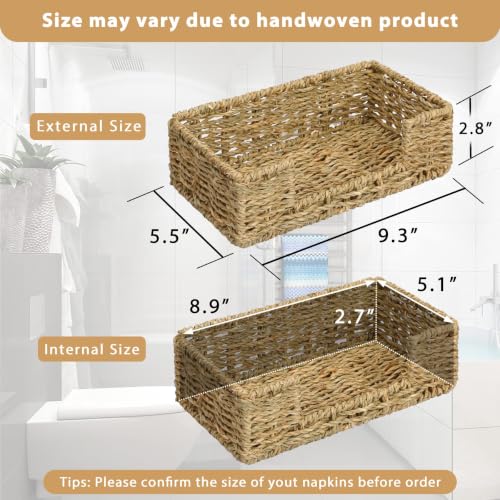 Tissue Holder Wicker Woven Basket Bathroom Decor Hand Towel Toilet Paper (L9.3" X W5.5" X H2.8")