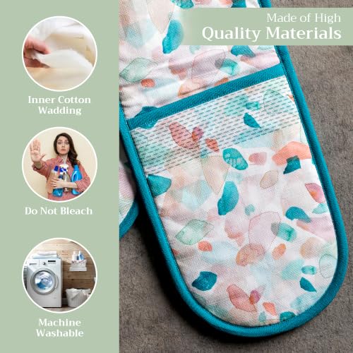 Double Oven Mitts 100% Cotton Double Oven Glove (079 - Summer Picnic / 7" x 35" (Double Oven Mitt))