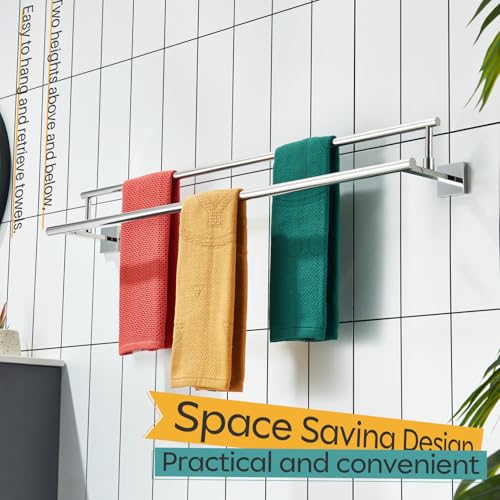 Towel Holder Polished Chrome 36 Inch Bathroom Double Bath Towel Bars Kitchen Rack Wall Mounted Stainless Steel B5009CH (Polished Chrome / 36-Inch)