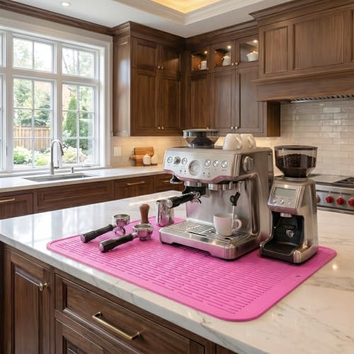 Silicone Dish Drying Mat for Multiple Usage (Rose / 28"L x 18"W)