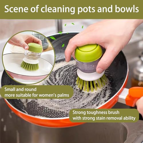 Soap Dispenser with Dish Brush and Storage Bracket (Gray)