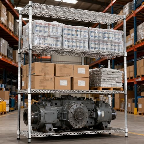 4 Tiers Shelf 2640 lbs Steel Storage Shelving Utility Shelving Unit Steel Organizer Wire Rack for Home (4 tier, 17.7" D x 59.1" W x 70.3" H / Chrome)
