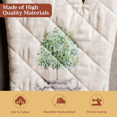 Maison d'Hermine Oven Gloves 100% Cotton Oven Mitt (029 - Jardin Du Roy / 7.5" x 13" (Oven Mitt))