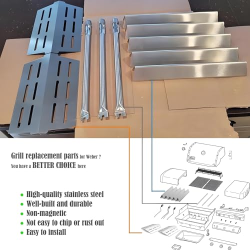 Genesis Grill Parts for Weber E310 E320 E330 EP310 EP320 EP330 (Silvery-Repair Set)