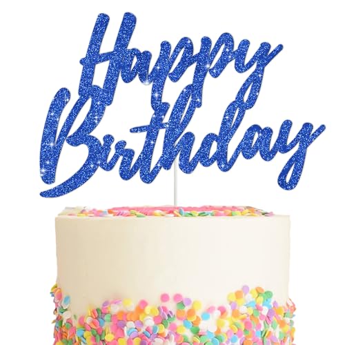 Happy Birthday Cake Toppers Dark Blue Glitter Birthday Cake Decoration Cake Baking Supplies 18th 30th 40th Birthday Cake Toppers For Boys Girls Men Women Birthday Party Photo Booth Props
