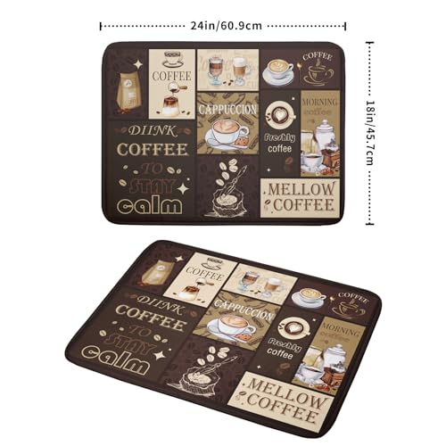 Brown Coffee Dish Drying Mat 18x24 Inch Coffee Cup Espresso Machine Pad Absorbent Washable Dish Rack Pad for Kitchen Counter Cafe Bar (brown coffee / 18" x 24")
