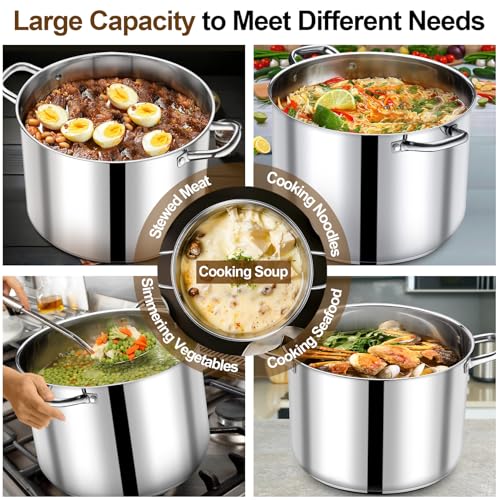 24 QT Stainless Steel Stock Pot with Lid (24 Quarts)